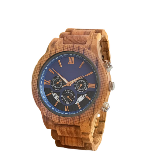 Wooden Wrist Watch for Men - Luxury Stylish Multifunction Chronographic Face
