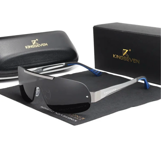 Polarized UV400 Sunglasses For Men - One Piece Mirror Lenses And Aluminum Frames