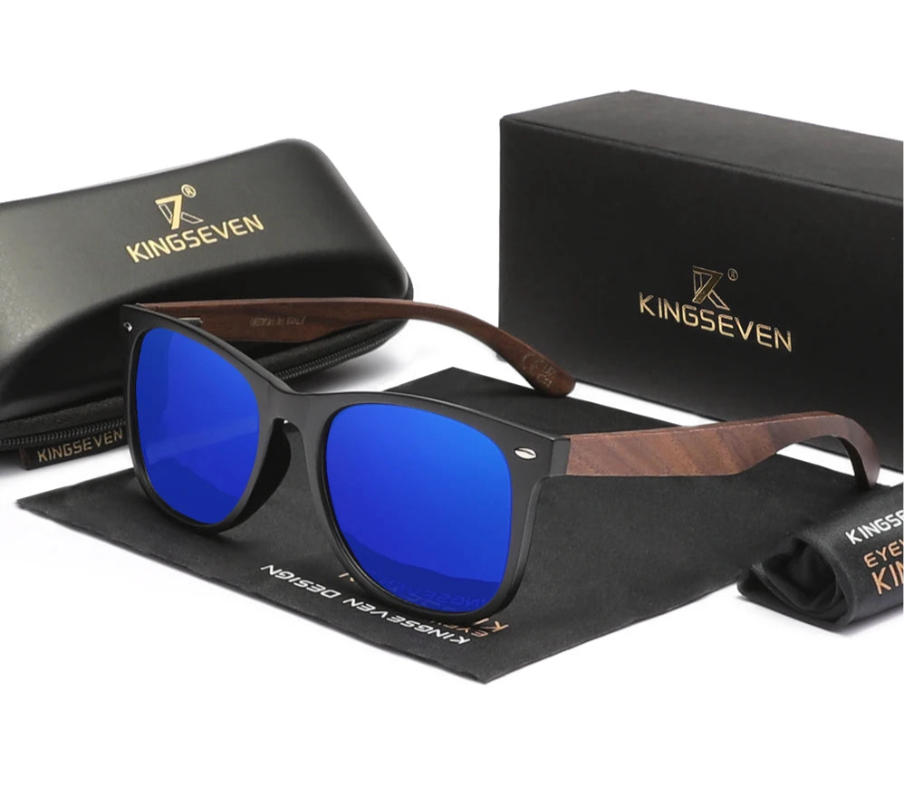 Unisex Walnut Wooden Sunglasses For Men or Women - Polarized Anti-UV400 Lens With Large Frames