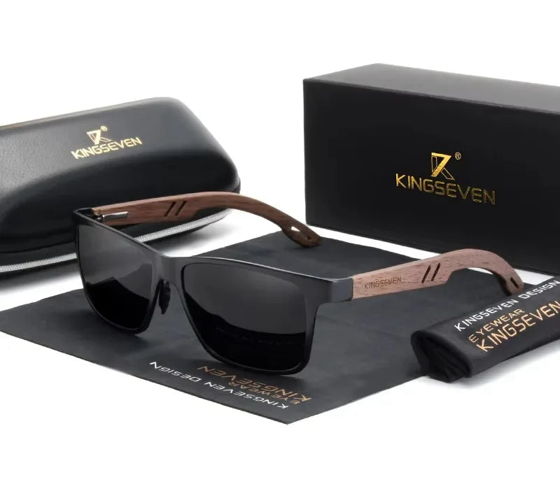 Wooden Sunglasses For Men High - Classic Rectangular Frames With UV400 Polarized Lenses