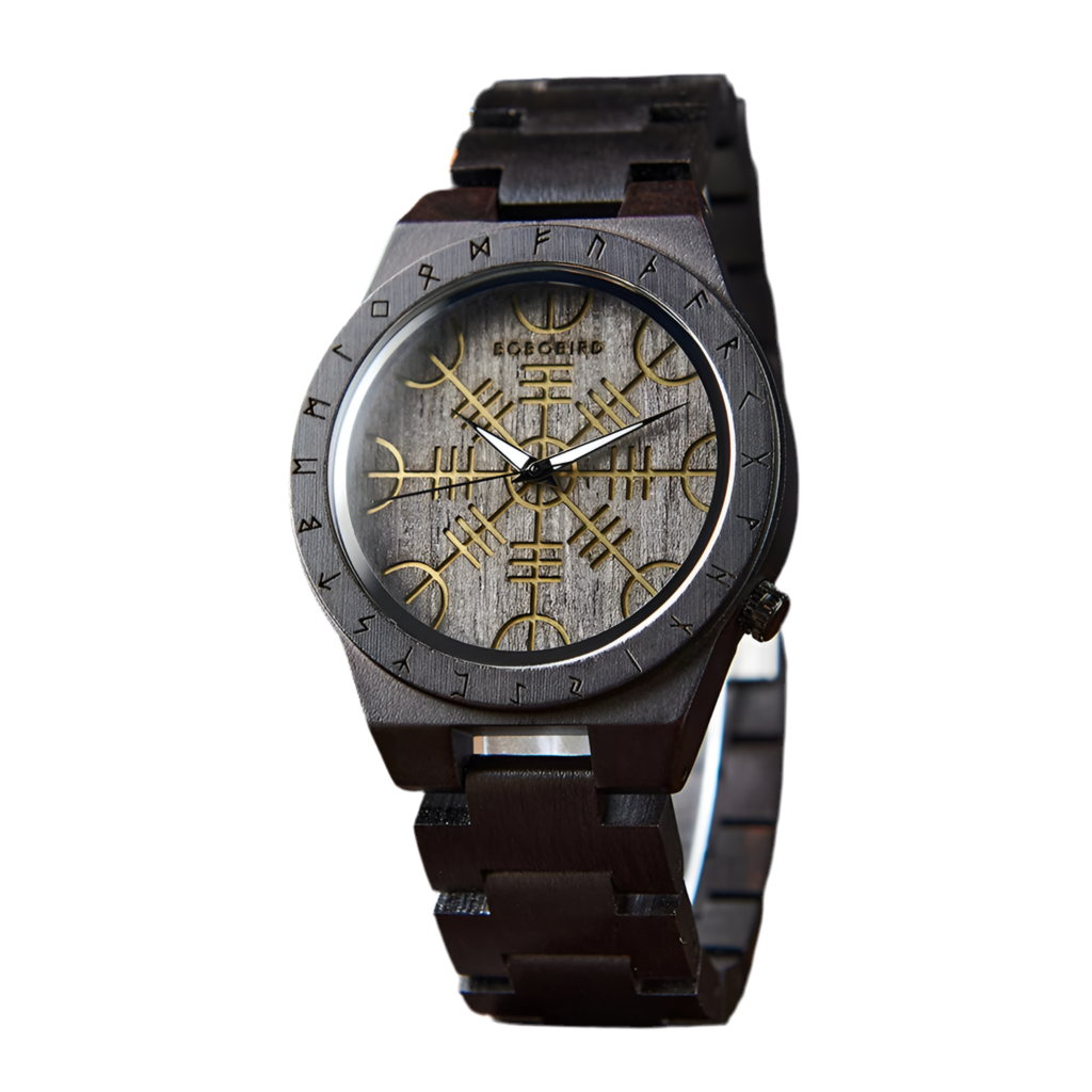 Men's Viking Style Wooden Wristwatch - Vintage Watch for Men