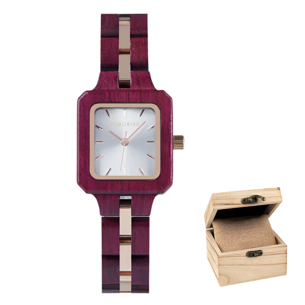 Fashion Women's Watch Wooden Links Square Face Wrist Watch for Ladies Special Gift
