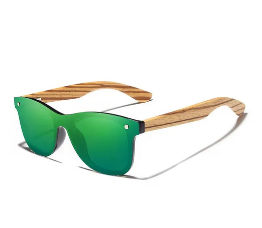 Sunglasses For Men With Mirror Lenses - UV400 Polarized And Square Bamboo Frames