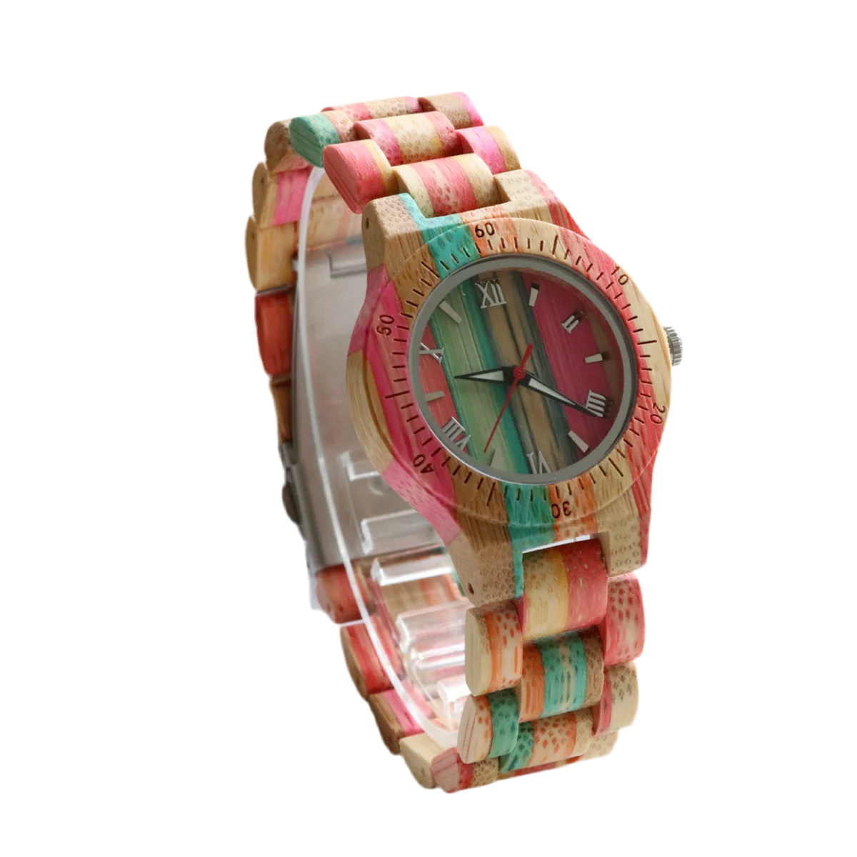 Women's Multicolor Natural Bamboo Wooden Watch - Classic Quartz Movement Analog Wristwatch for Ladies