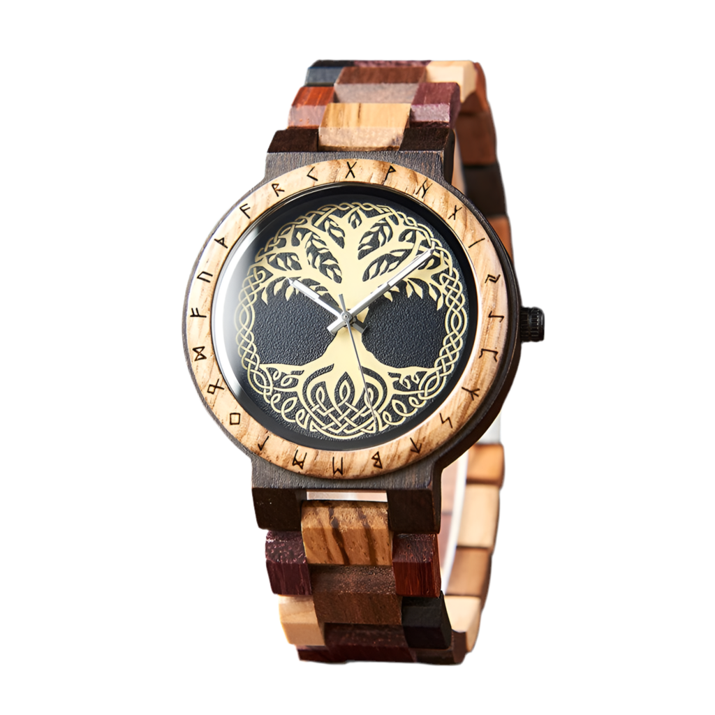 Men's Viking Style Wooden Wristwatch - Vintage Watch for Men