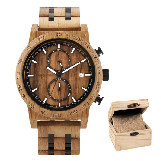 Men‘s Wooden Wristwatch Quartz Movement - Casual Dress Watch for Men