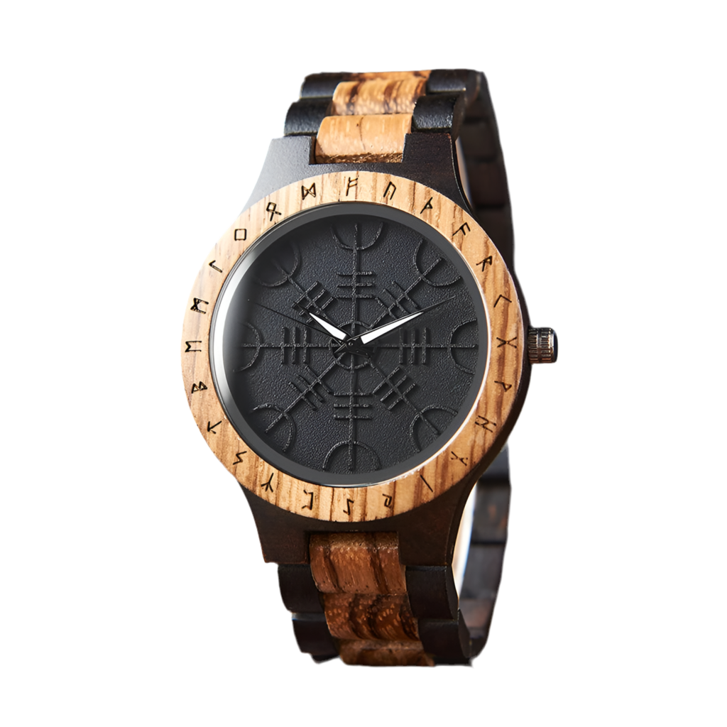 Men's Viking Style Wooden Wristwatch - Vintage Watch for Men