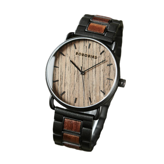 Classic Men's Wooden Watch - Quartz Movement Analog Face Wristwatch for Men