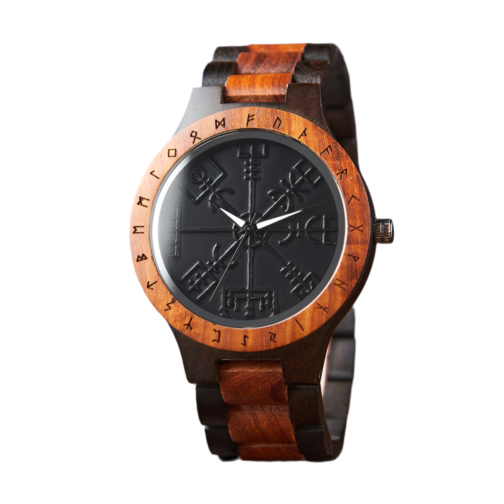 Men's Viking Style Wooden Wristwatch - Vintage Watch for Men