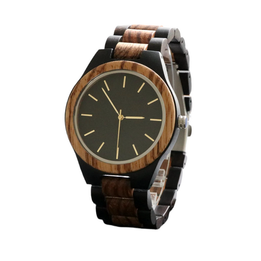 Men’s Classic Analog Wooden Quartz Watch - Retro Numberless Face