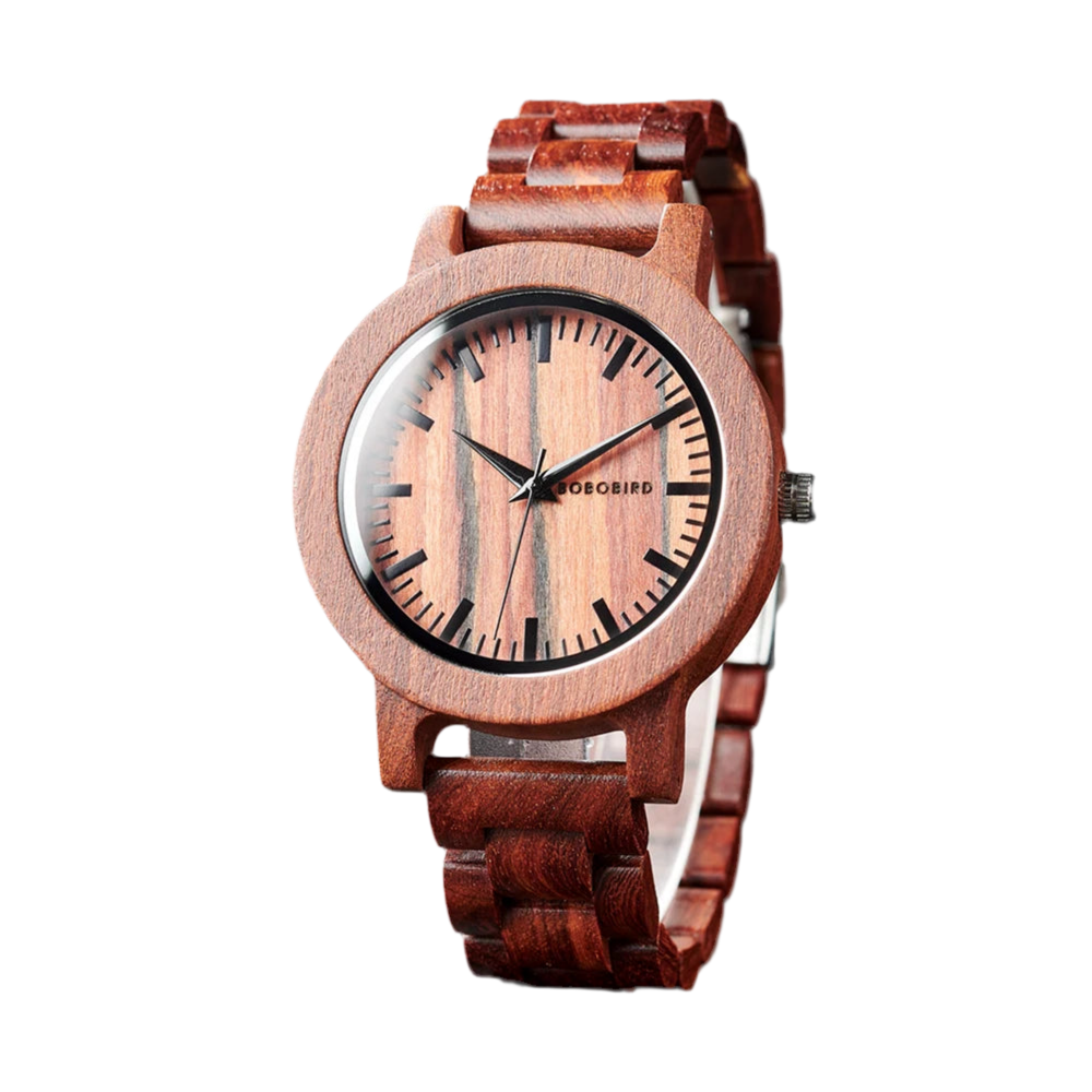 Men’s Classic Analog Sandalwood Watch - Quartz Movement With Wooden Box