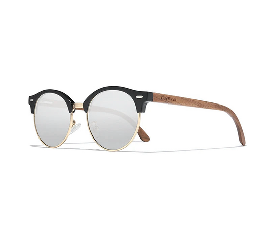Men’s Polarized Wooden Sunglasses - UV400 Protection With Round Cat Eye Lenses