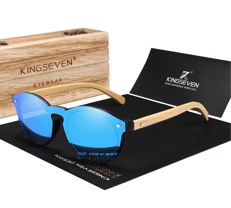 Unisex Wooden Sunglasses For Men And Women - Rimless Mirror Lenses With UV400 Sun Protection
