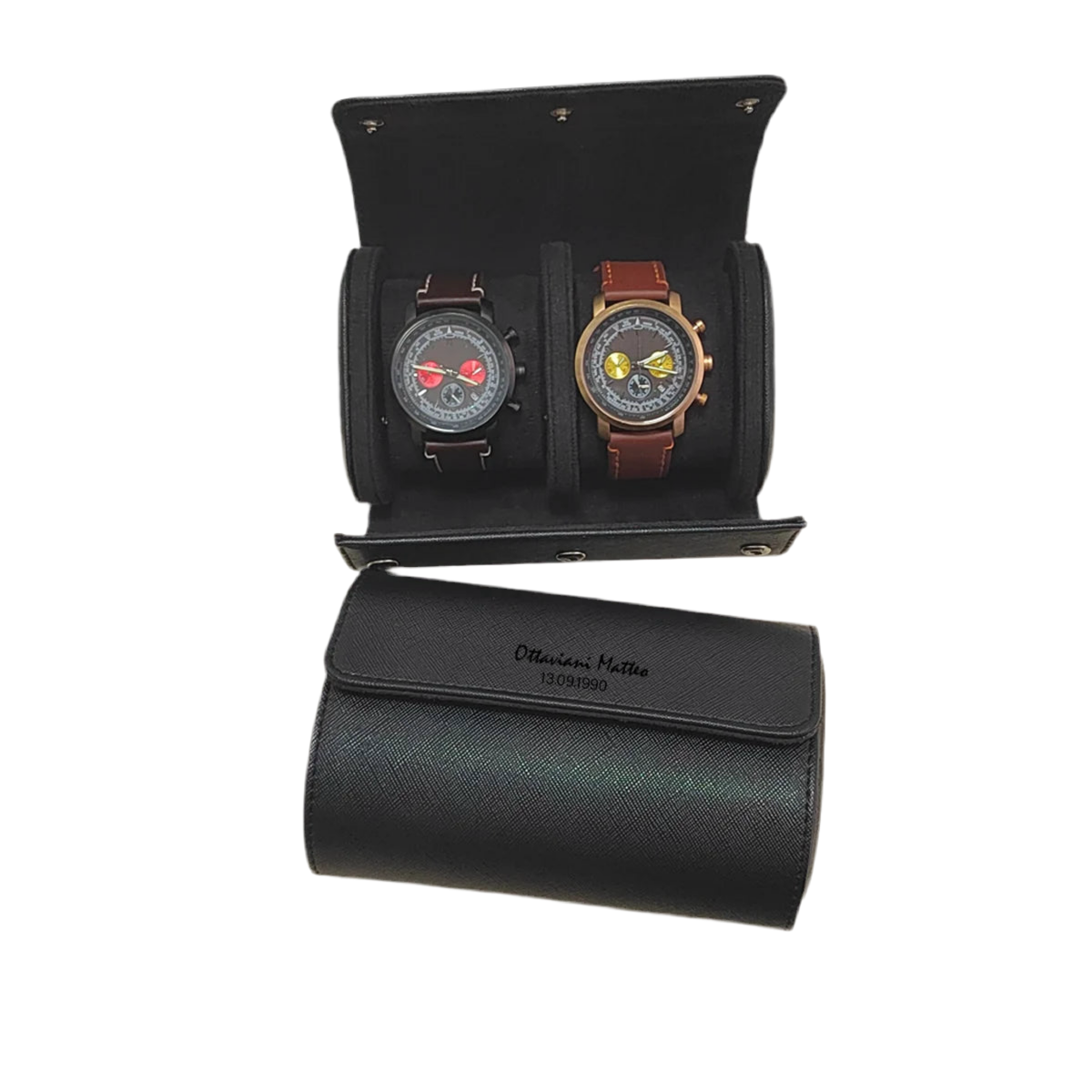 1/2/3-Slot Watch Roll Personalized Leather Travel Case - Custom Watch Case - Watch Storage Box