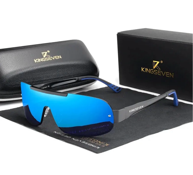 Polarized UV400 Sunglasses For Men - One Piece Mirror Lenses And Aluminum Frames