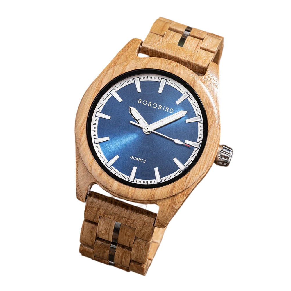 Classic Analog Men's Watch - Wooden Bracelet And Face With Luminous Hands
