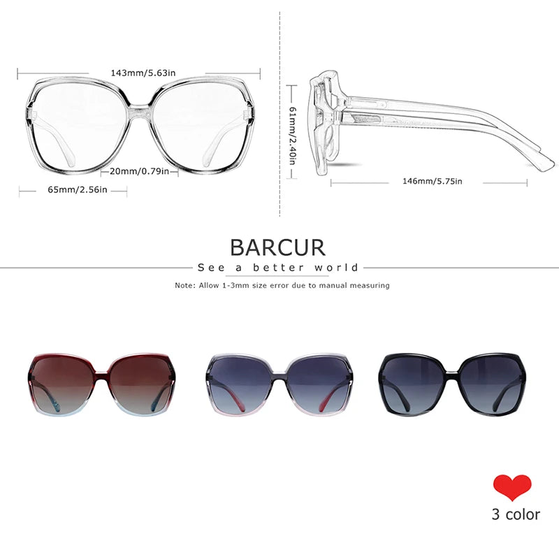 Ladies Oversized Sunglasses With Polarized Gradient Lenses - Butterfly Shaped Frames And UV Sunlight Protection