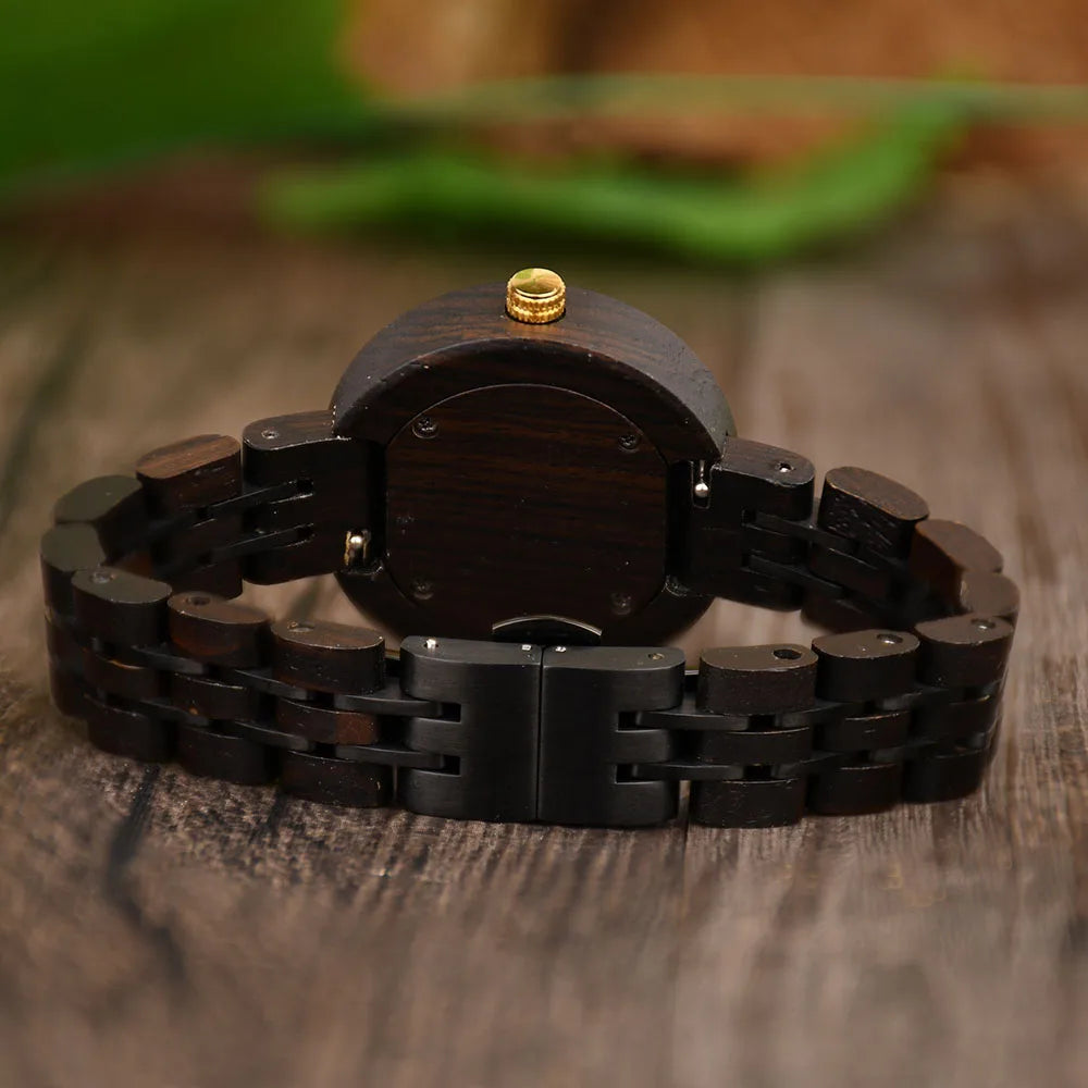 Stylish Ladies Wooden Watches - Round Face With Analog Display And Quartz Movement