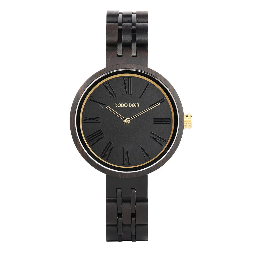 Stylish Ladies Wooden Watches - Round Face With Analog Display And Quartz Movement