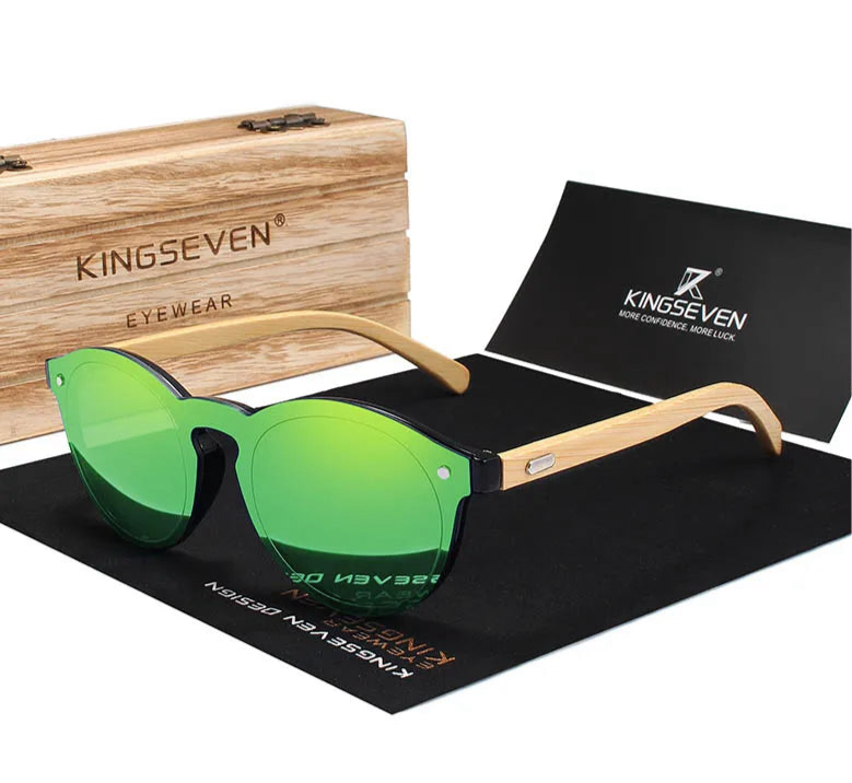 Unisex Wooden Sunglasses For Men And Women - Rimless Mirror Lenses With UV400 Sun Protection