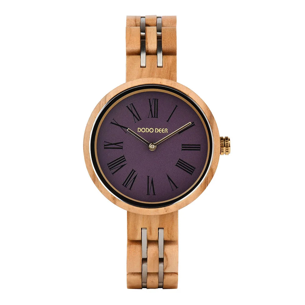 Stylish Ladies Wooden Watches - Round Face With Analog Display And Quartz Movement