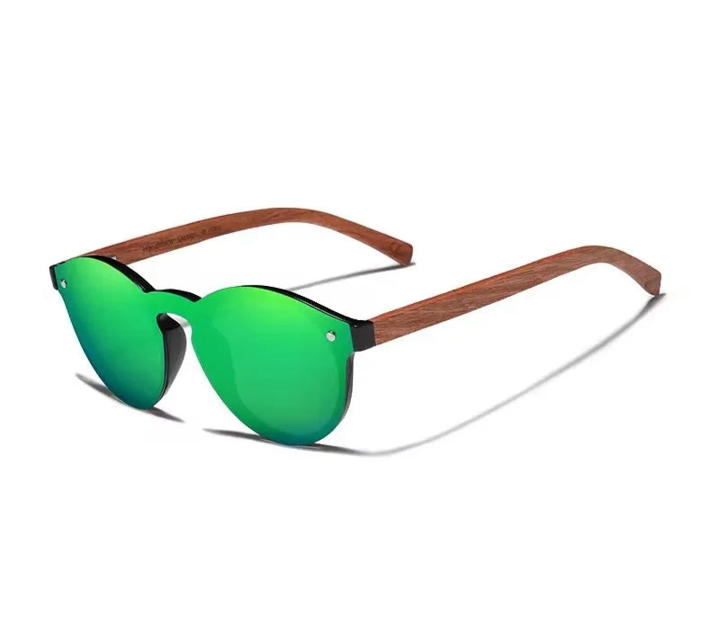 Natural Wood Framed Sunglasses For Men - Polarized UV Protection Mirror Lenses