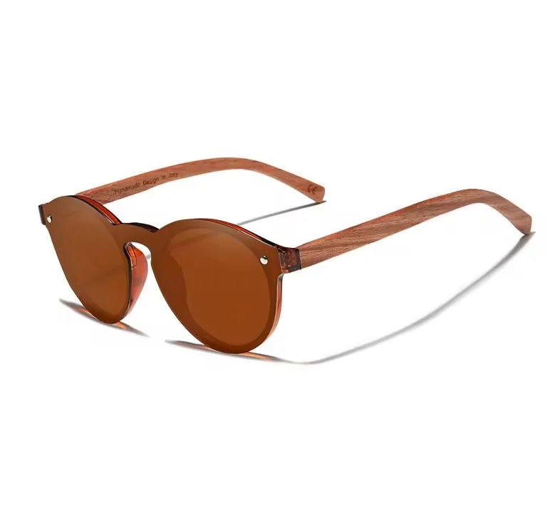 Natural Wood Framed Sunglasses For Men - Polarized UV Protection Mirror Lenses