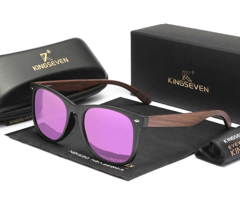 Unisex Walnut Wooden Sunglasses For Men or Women - Polarized Anti-UV400 Lens With Large Frames
