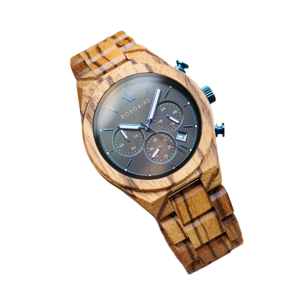 Men's Fashion Wooden Wristwatch - Quartz Movement - Round Face
