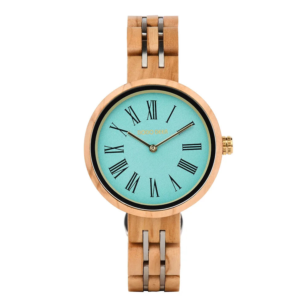Stylish Ladies Wooden Watches - Round Face With Analog Display And Quartz Movement