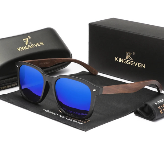 Classic Unisex Walnut Sunglasses For Women Or Men - Polarized UV400 Square Wooden Frame Fashion Glasses