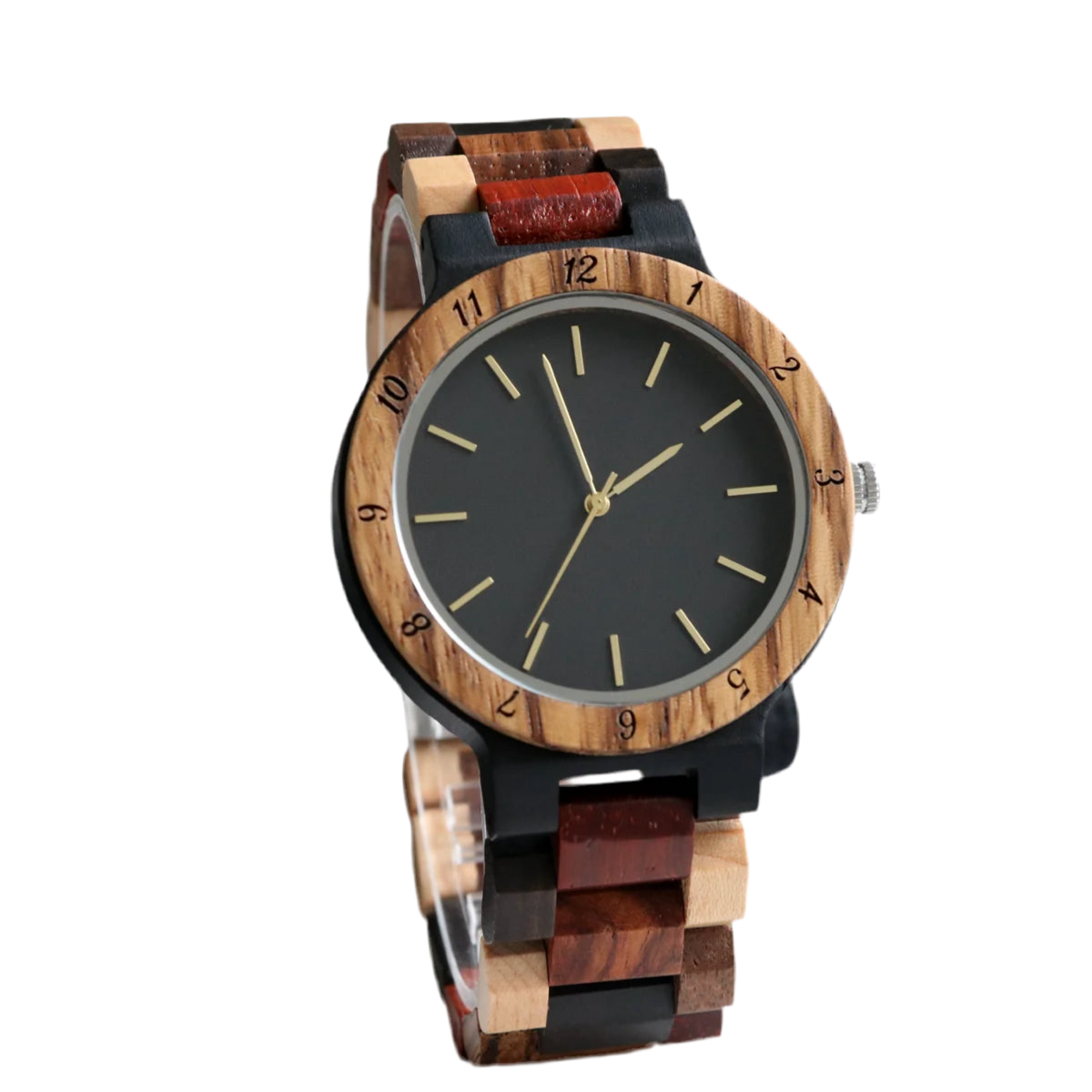 Unisex Multicolored Wooden Wristwatch For Men & Women - Classic Analog Dress Watch With Quartz Movement