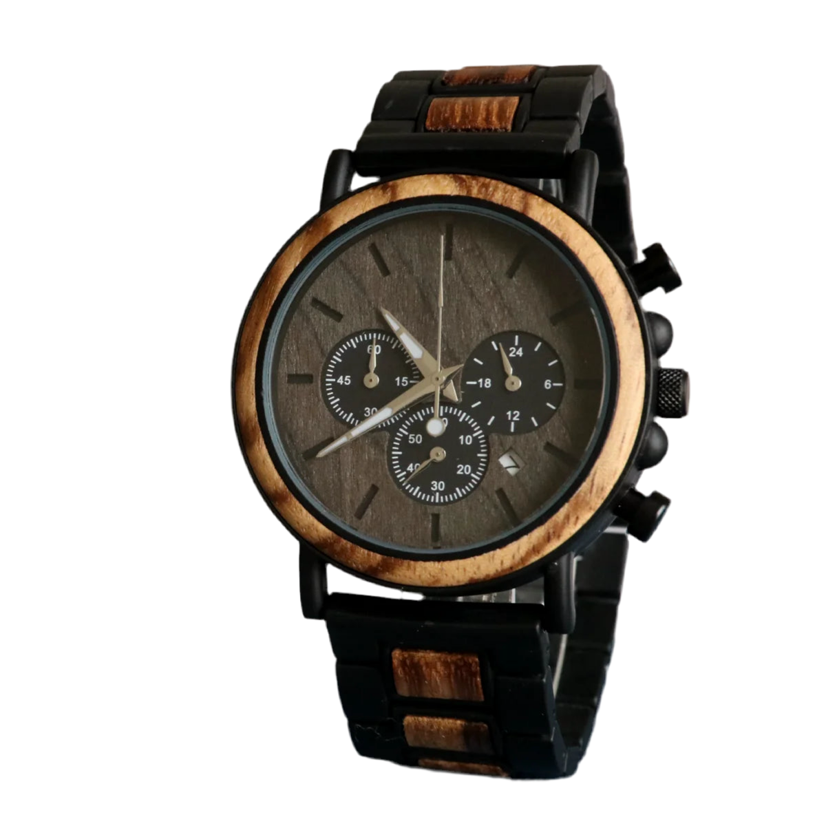 Men's Wooden Watch - Chronographic Stylish Quartz Movement with Luminous Hands