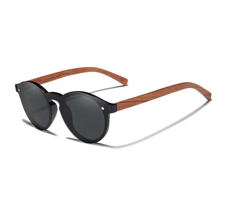 Natural Wood Framed Sunglasses For Men - Polarized UV Protection Mirror Lenses