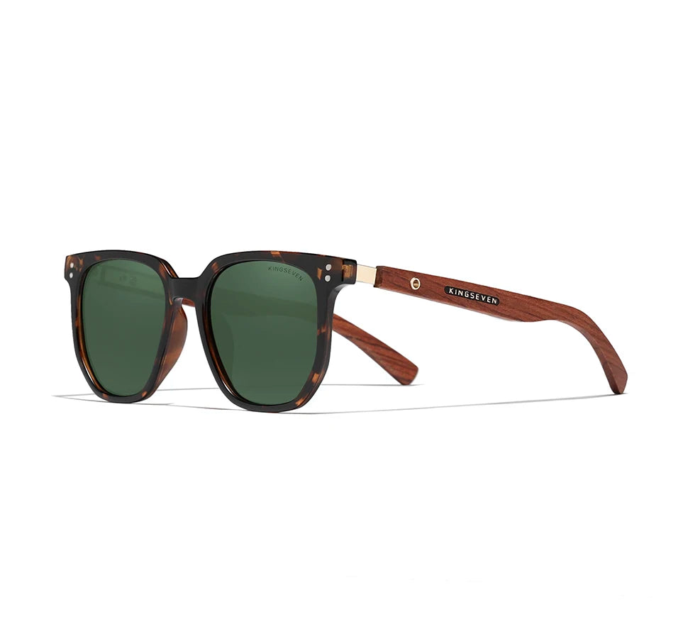 Men’s Retro Shape Wooden Sunglasses For Men - Polarized Square Lenses With UV Sunlight Protection
