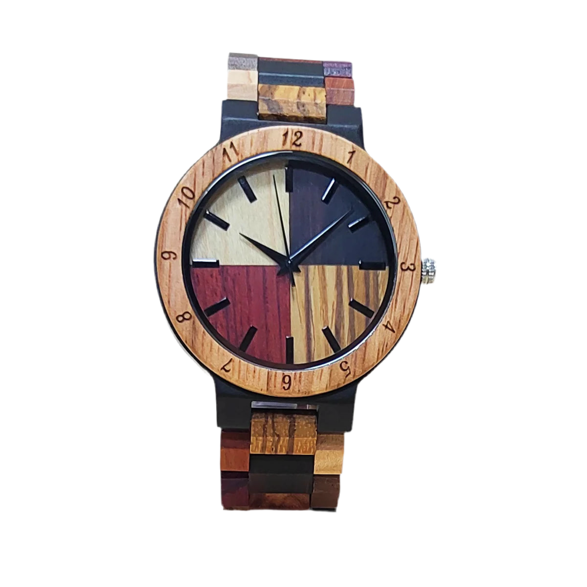 Men’s Colorful Wooden Wrist Watch - Analog Face With Quartz Movement