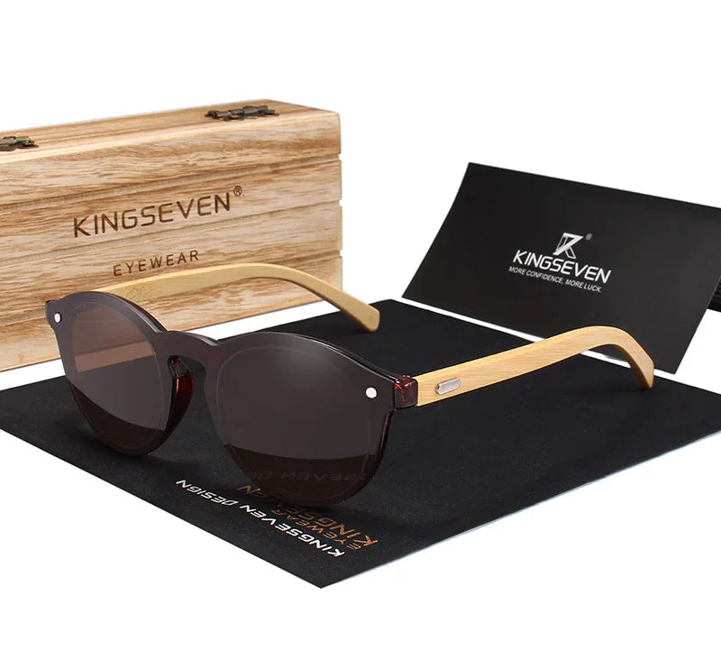 Unisex Wooden Sunglasses For Men And Women - Rimless Mirror Lenses With UV400 Sun Protection