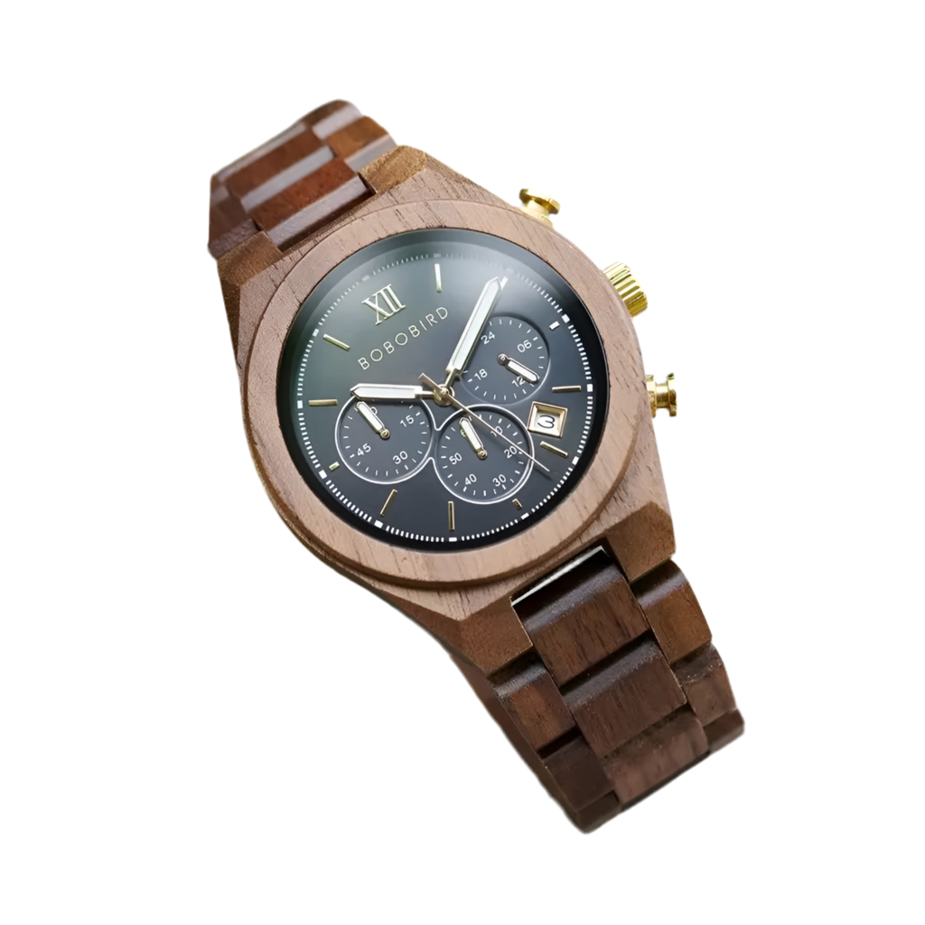 Men's Fashion Wooden Wristwatch - Quartz Movement - Round Face