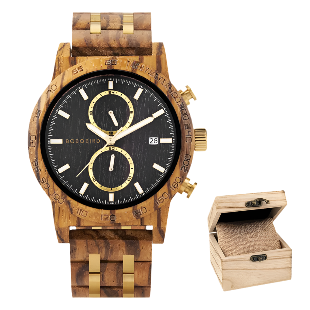 Men‘s Wooden Wristwatch Quartz Movement - Casual Dress Watch for Men