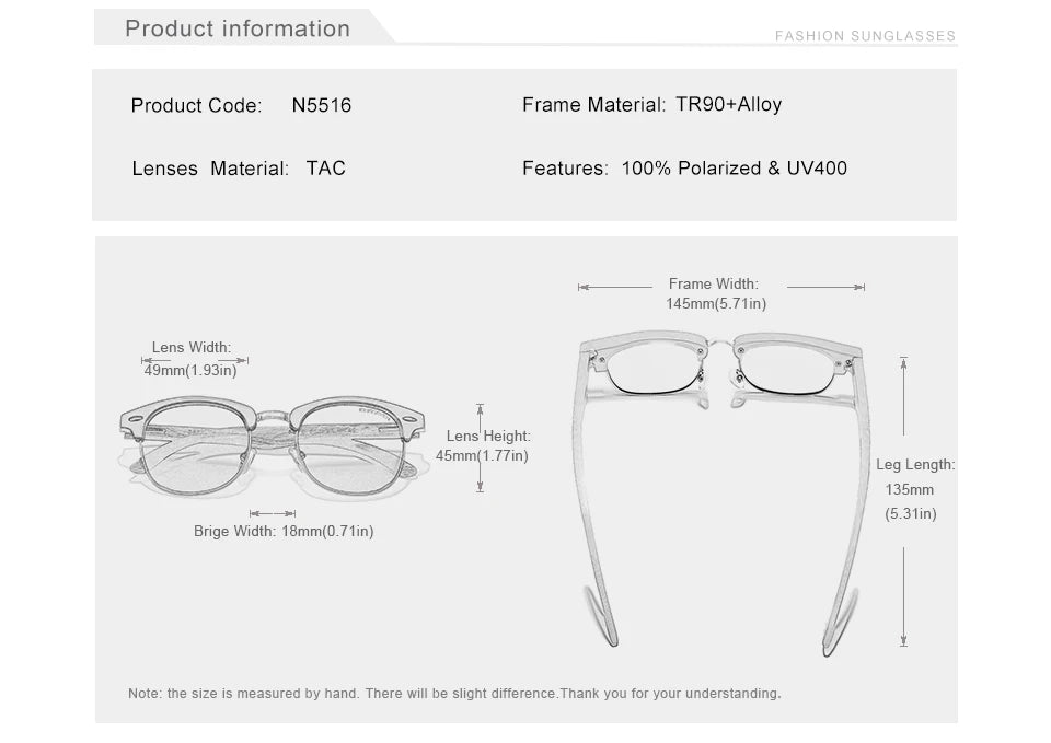 Retro Fashion Sunglasses For Men - Walnut Wooden Frames With Polarized UV400 HD Lenses