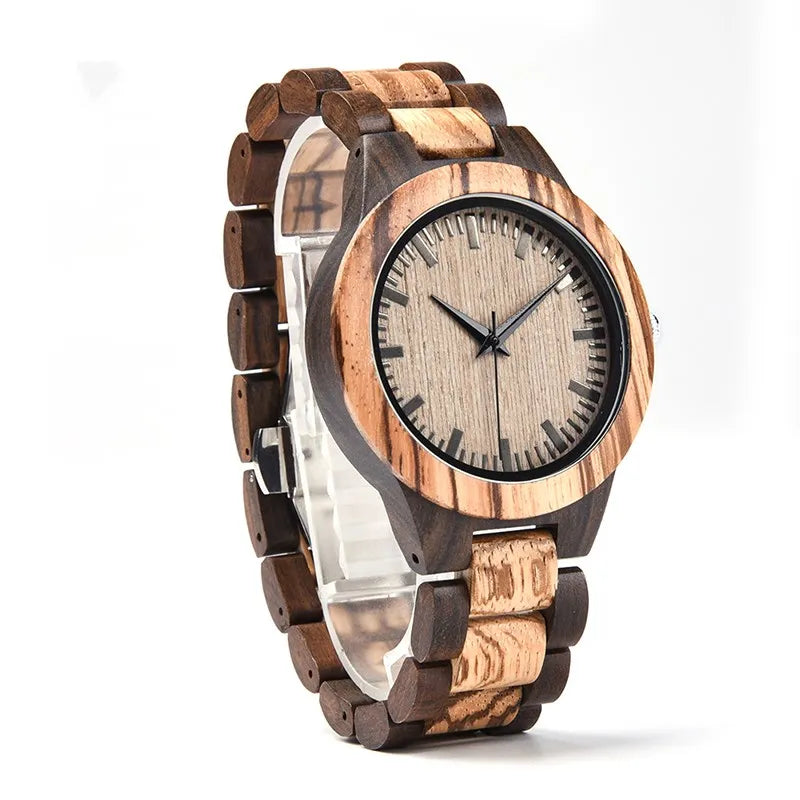Men’s Luxury Green Sandal Wood Watch - Full Wooden Quartz Movement Handmade Wristwatch
