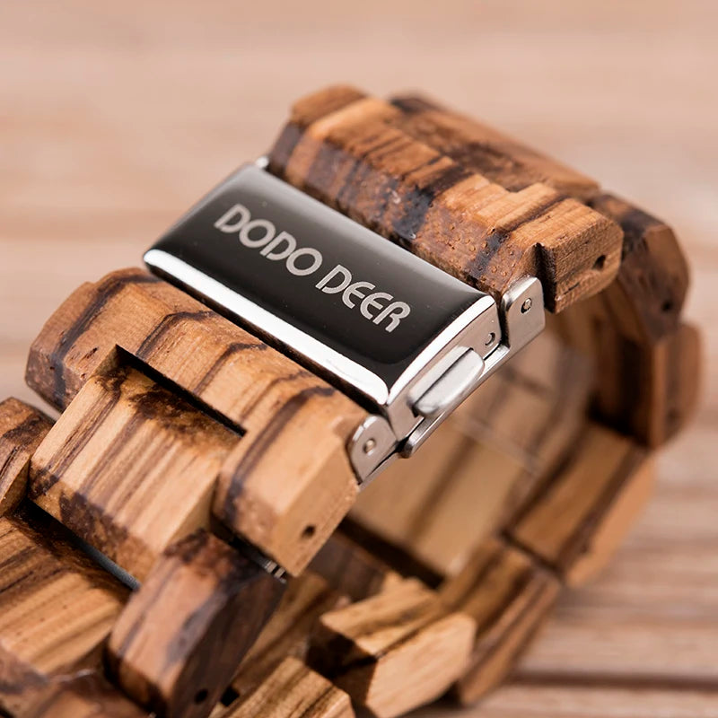 Unisex His And Her Watches - Classic Analog Quartz Movement Wooden Wristwatch