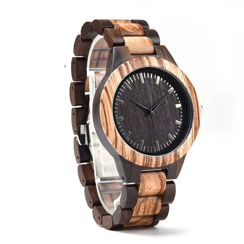 Men’s Luxury Green Sandal Wood Watch - Full Wooden Quartz Movement Handmade Wristwatch
