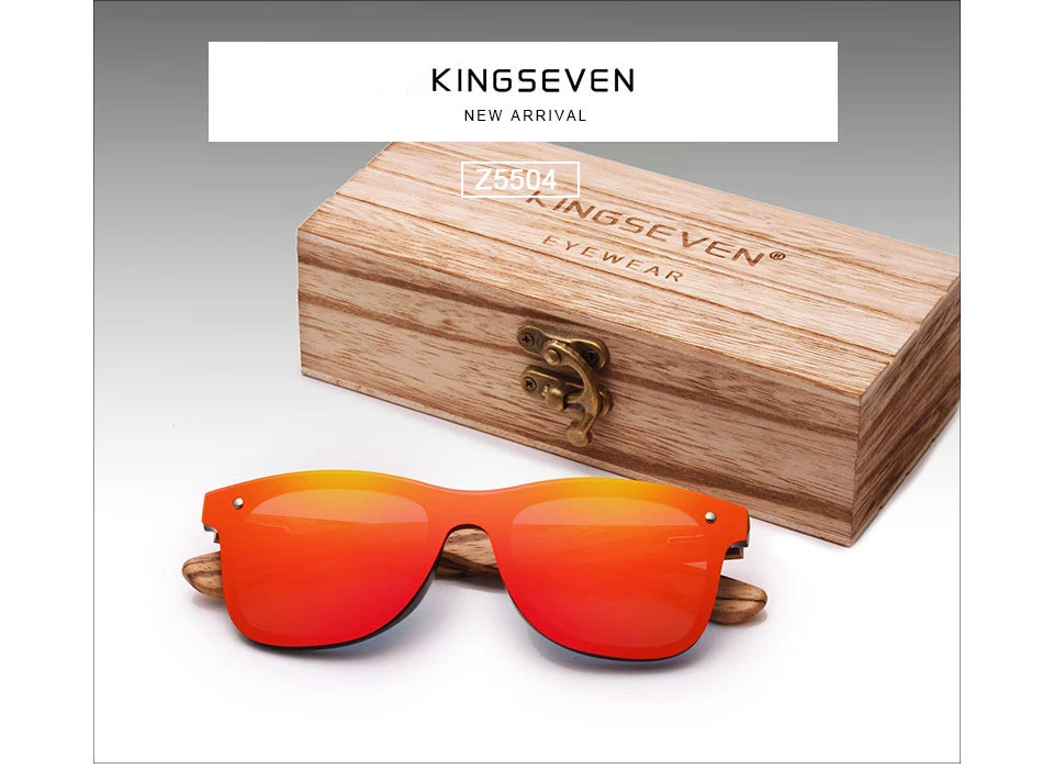 Sunglasses For Men With Mirror Lenses - UV400 Polarized And Square Bamboo Frames