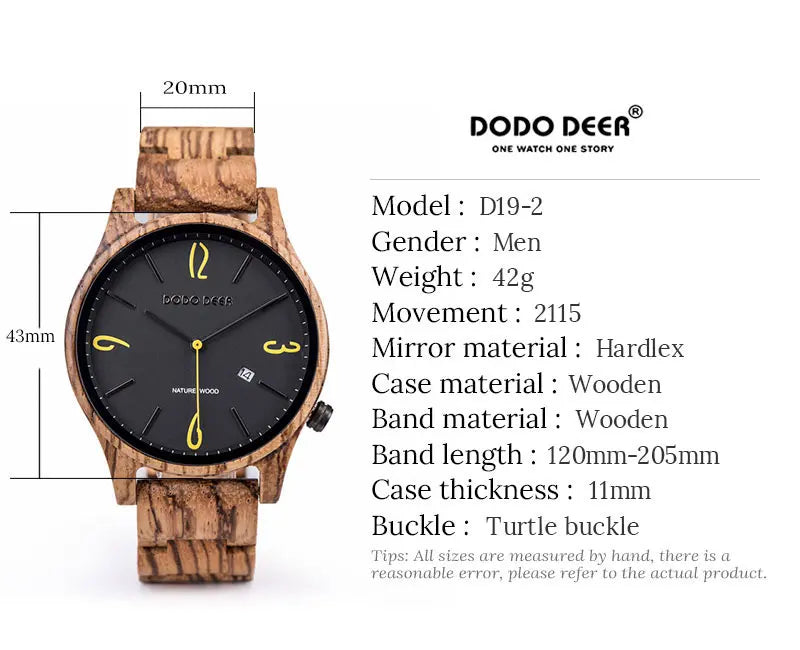 Men’s Wooden Wristwatch - Fashionable Classic Analog Face