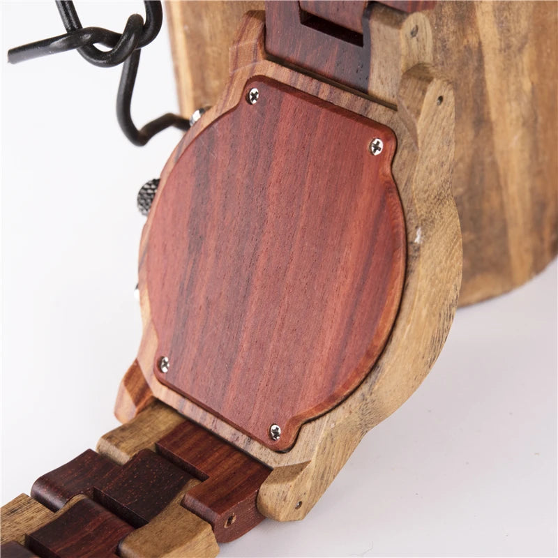 Men’s Quartz Wooden Watch With Luminous Hands And Round Face - Sports Style Wristwatch With Analog Time And Date Display