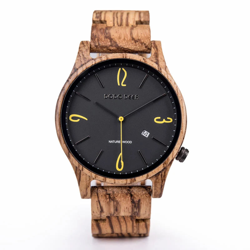 Men’s Wooden Wristwatch - Fashionable Classic Analog Face