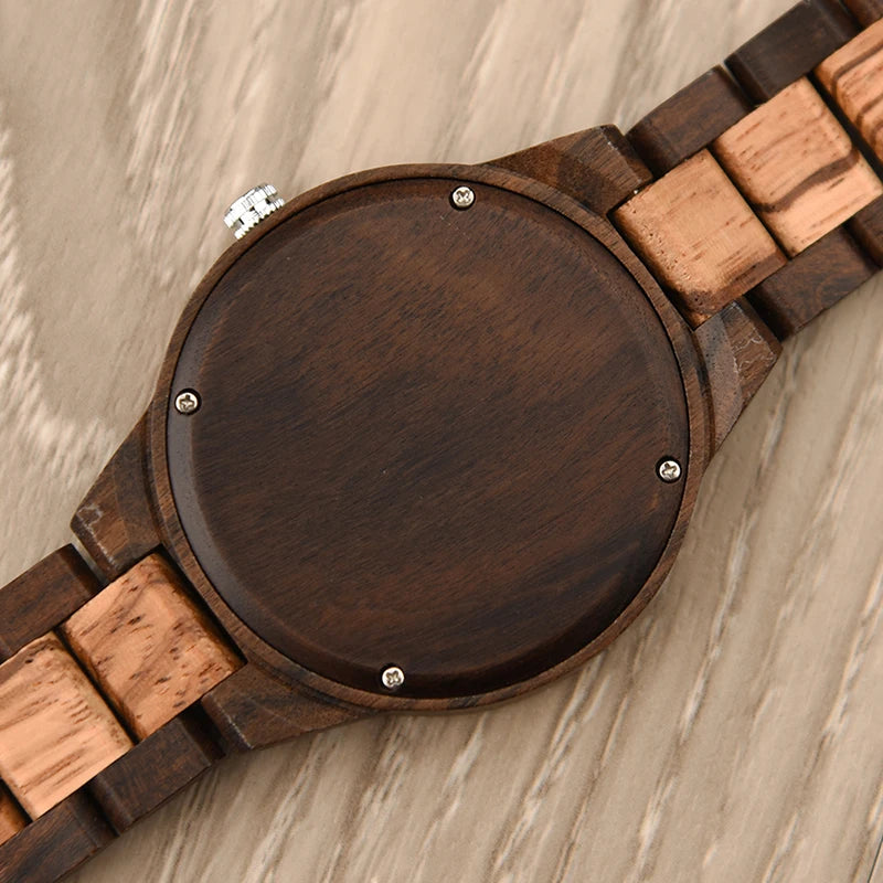 Men’s Luxury Green Sandal Wood Watch - Full Wooden Quartz Movement Handmade Wristwatch