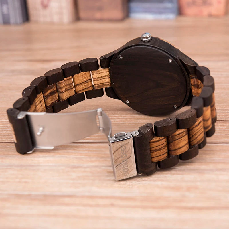 Unisex His And Her Watches - Classic Analog Quartz Movement Wooden Wristwatch
