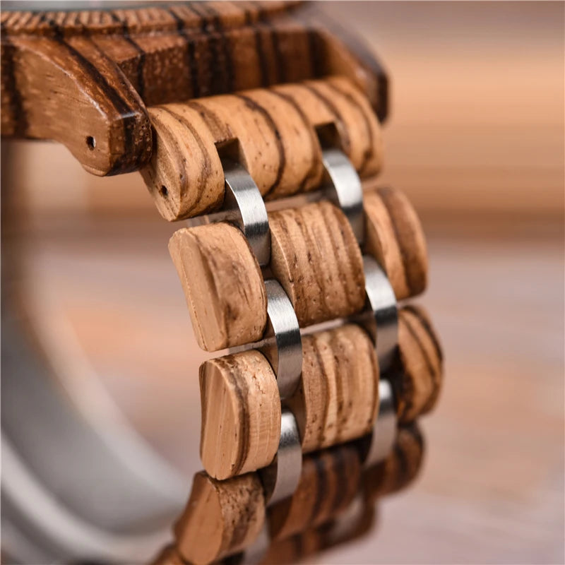 Men’s Chronographic Wooden Sports Watch - Date And Time Analog Display With Round Face